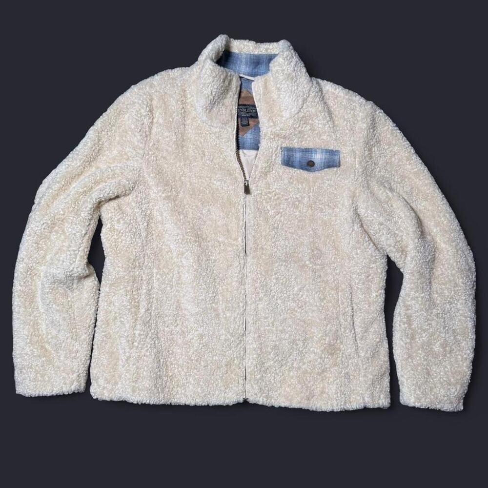 Pendleton Beige Sherpa Zip-Up Fleece Jacket